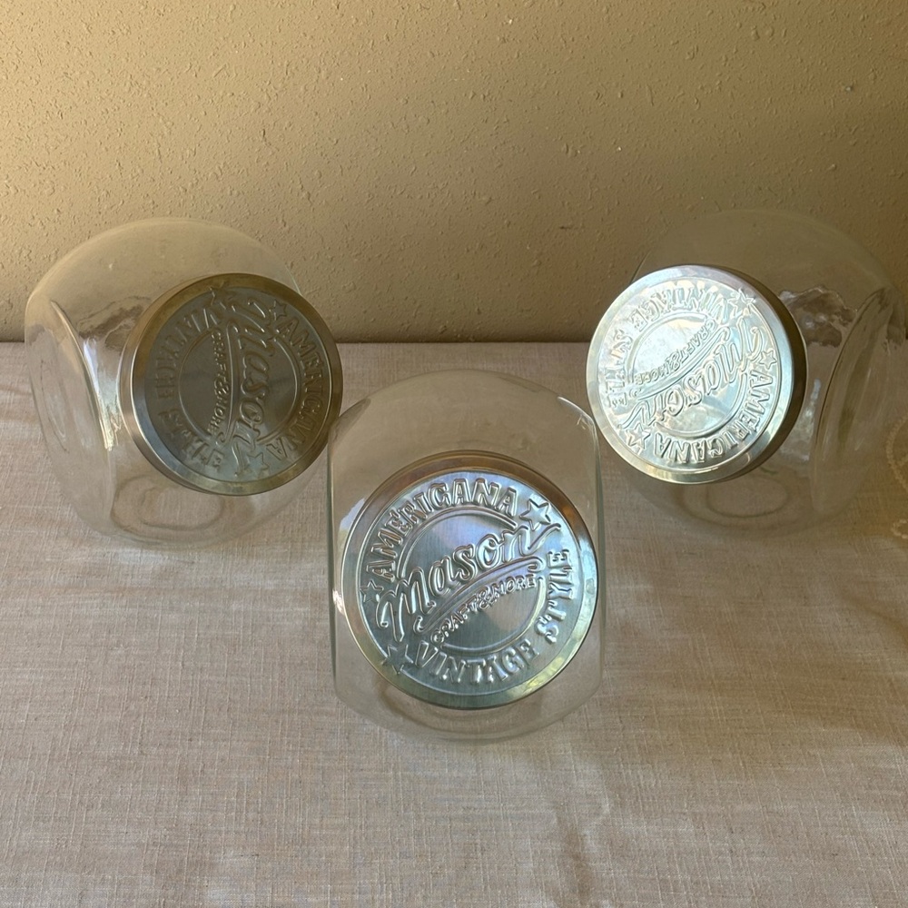 Set of 3 Clear Glass Storage Jars with Silver Metal Lids - Picture 5 of 9